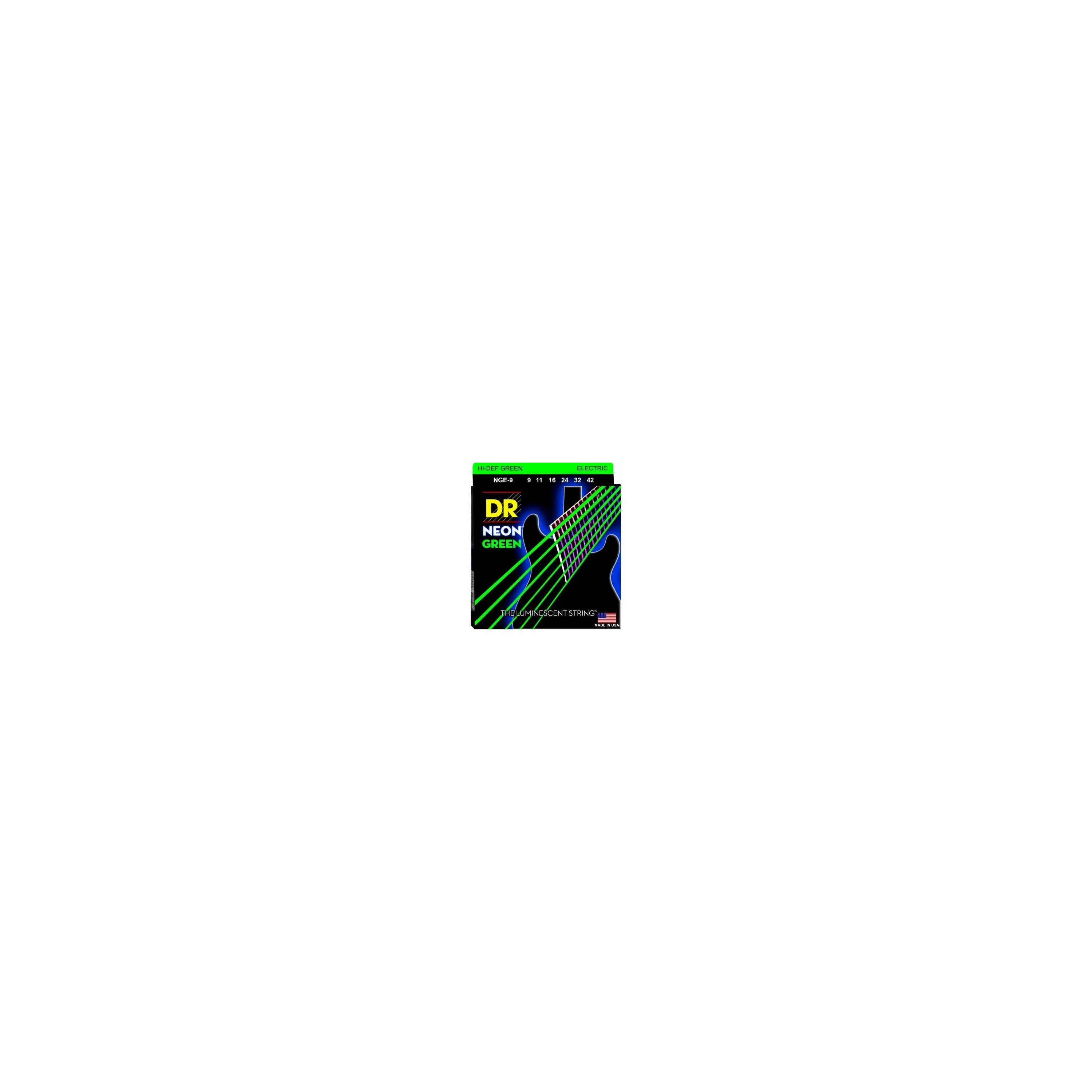 JUEGO DE CUERDAS DE GUITARRA ELECTRICA VERDE NEON NGE-9 NEON GREEN
