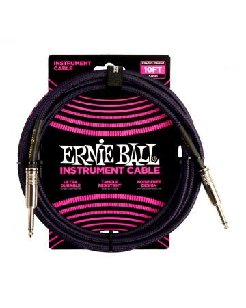 Cable de Instrumento Jack Jack Ernie Ball Trenzado 3M Negro/Púrpura