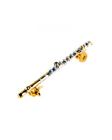 Broche 3D flauta plateado/dorado