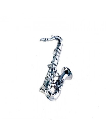 Broche 3D saxo plateado