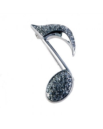 Broche corchea Swarovski plateado