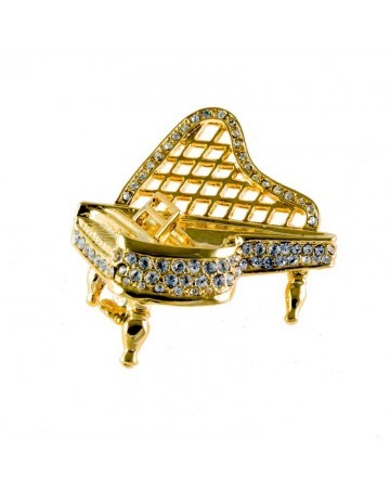 Broche piano de cola Swarovski dorado