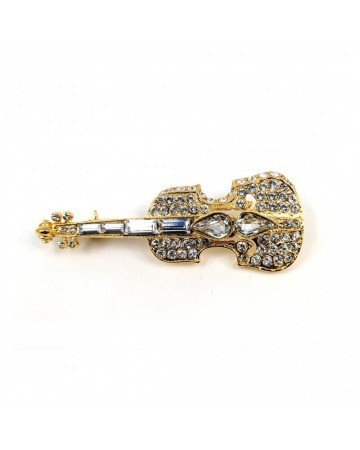 Broche violín/viola Swarovski dorado