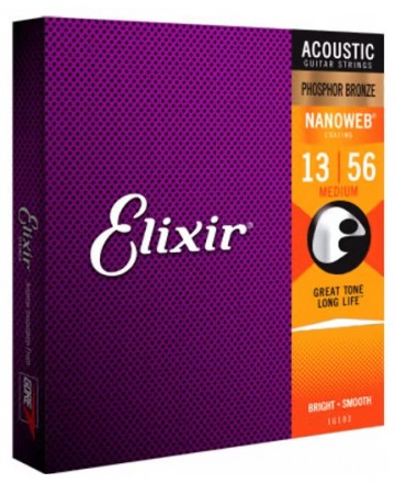 ELIXIR NANOWEB PHOSPHOR BZ. MEDIUM 16/56 JUEGO CUERDAS ACUSTICA