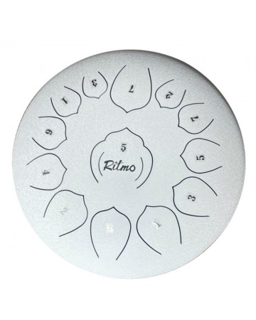 RITMO TONGUE DRUM DE 12” 13 NOTAS UPGRADED PREMIUM LOTUS SERIE BLANCO