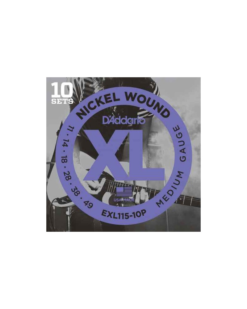 D´addario exl115-10p 11-49 pack de 10 juego de cuerdas electricas XL Blues/Jazz Rock [11-49].