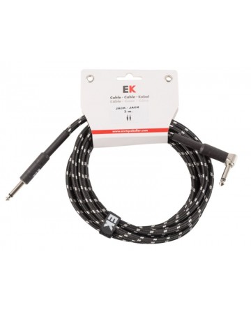 CABLE EK AUDIO PARA GUITARRA JACK - JACK RECTO - ACODADO TELA TRENZADA DE 3 M