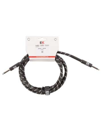 CABLE EK AUDIO PARA GUITARRA JACK - JACK RECTOS TELA TRENZADA DE 3 M