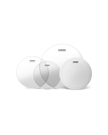 EVANS G2. Pack estándar transparente (12", 13", 16") con parche batidor de caja seco HD 14"