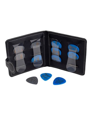 FUNDA BOSTON PARA PÚAS PVC NEGRO Y AZUL +12 púas