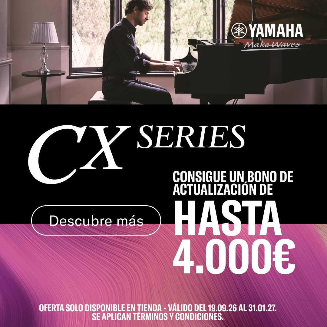 Imagen oficial de la campaña Yamaha CX Series: consigue un bono de actualización de hasta 4.000 €.